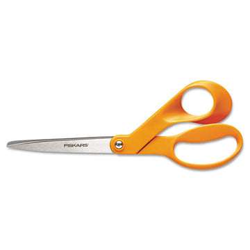 Fiskars® Home And Office Scissors, 8" Long, 3.5" Cut Length, Orange Offset Handle freeshipping - TVN Wholesale